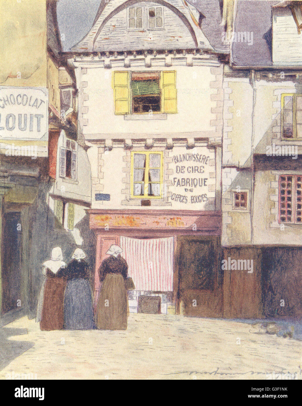 MORBIHAN BRITTANY BRETAGNE: Place Henri Quatre, Vannes, antique print 1905 Stock Photo