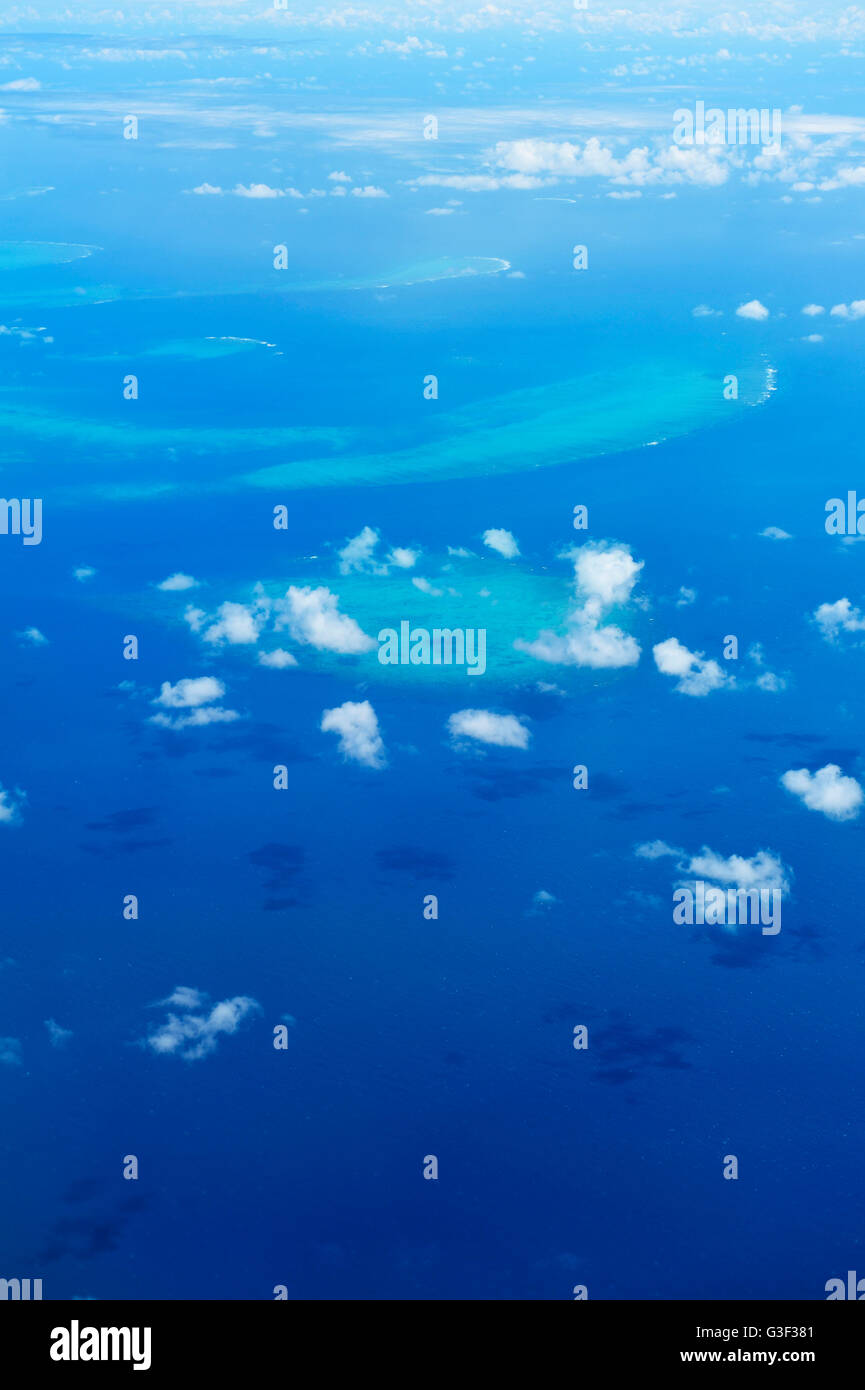 Flight over Great Barrier Reef, Queensland, Australia Stock Photo Alamy