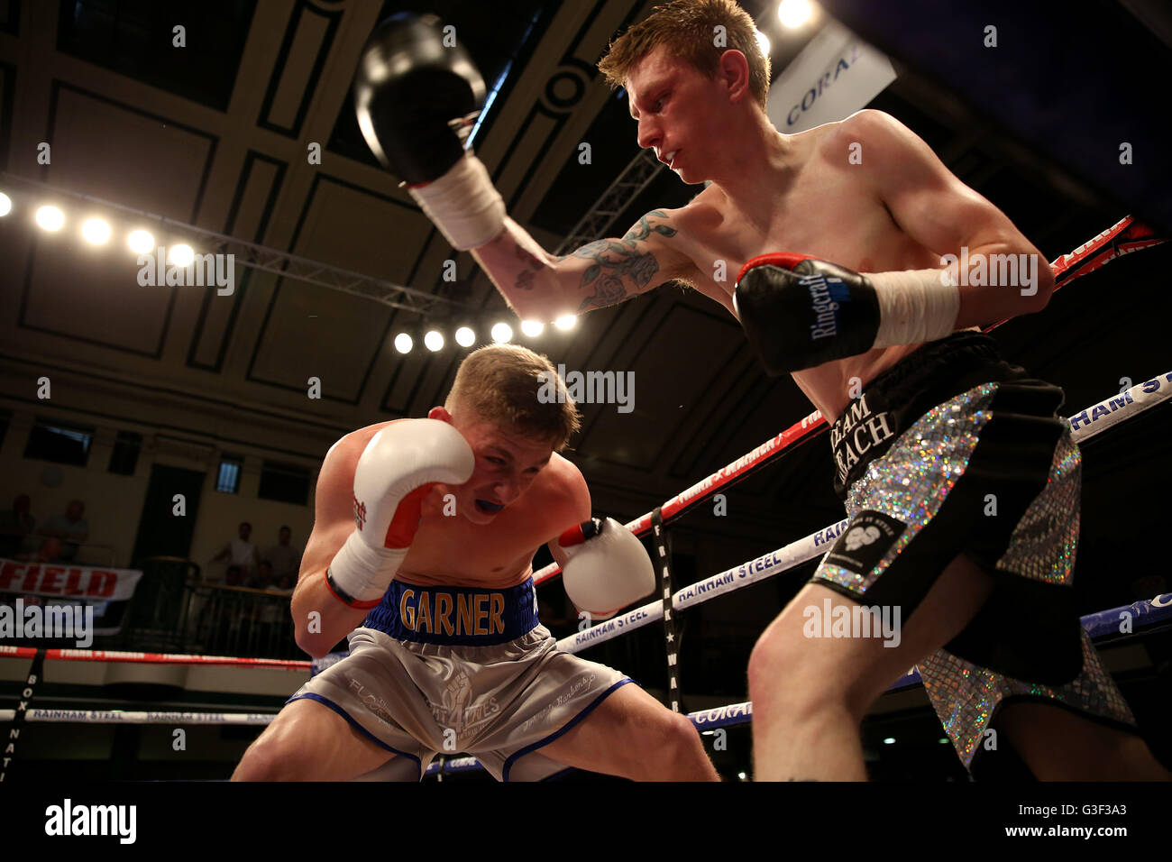 Boxing Ricky Leach Ryan Garner (left) against Ricky Leach in the Featherweight Contest at ...