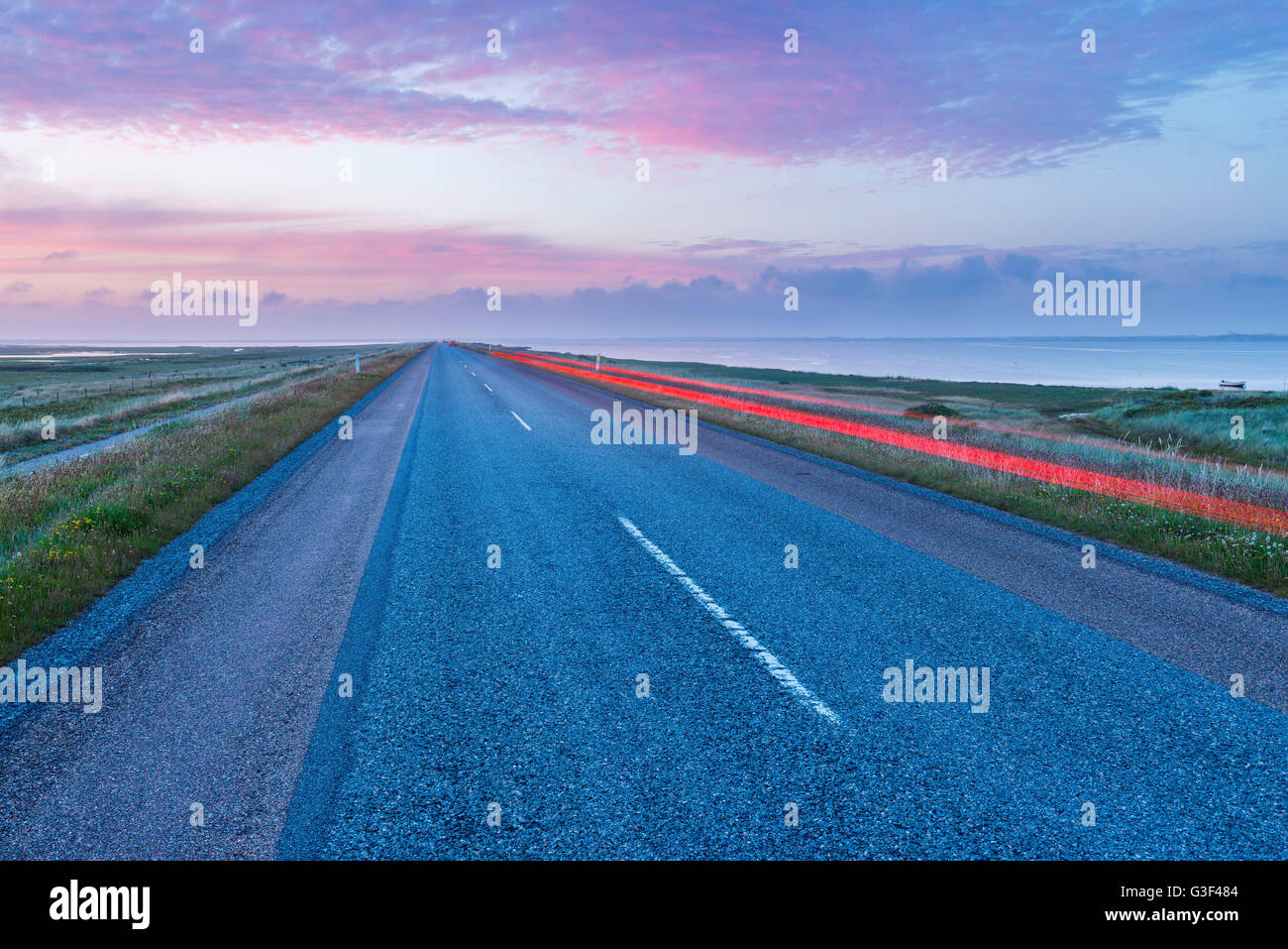 Country Road on Headland at Sunset, Thy National park, Agger, North ...
