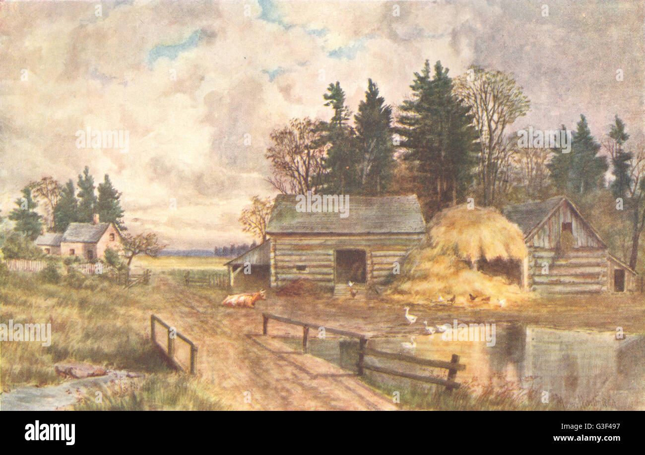 CANADA: Maritime Provinces: Old-fashioned farm, New Brunswick, old print 1907 Stock Photo