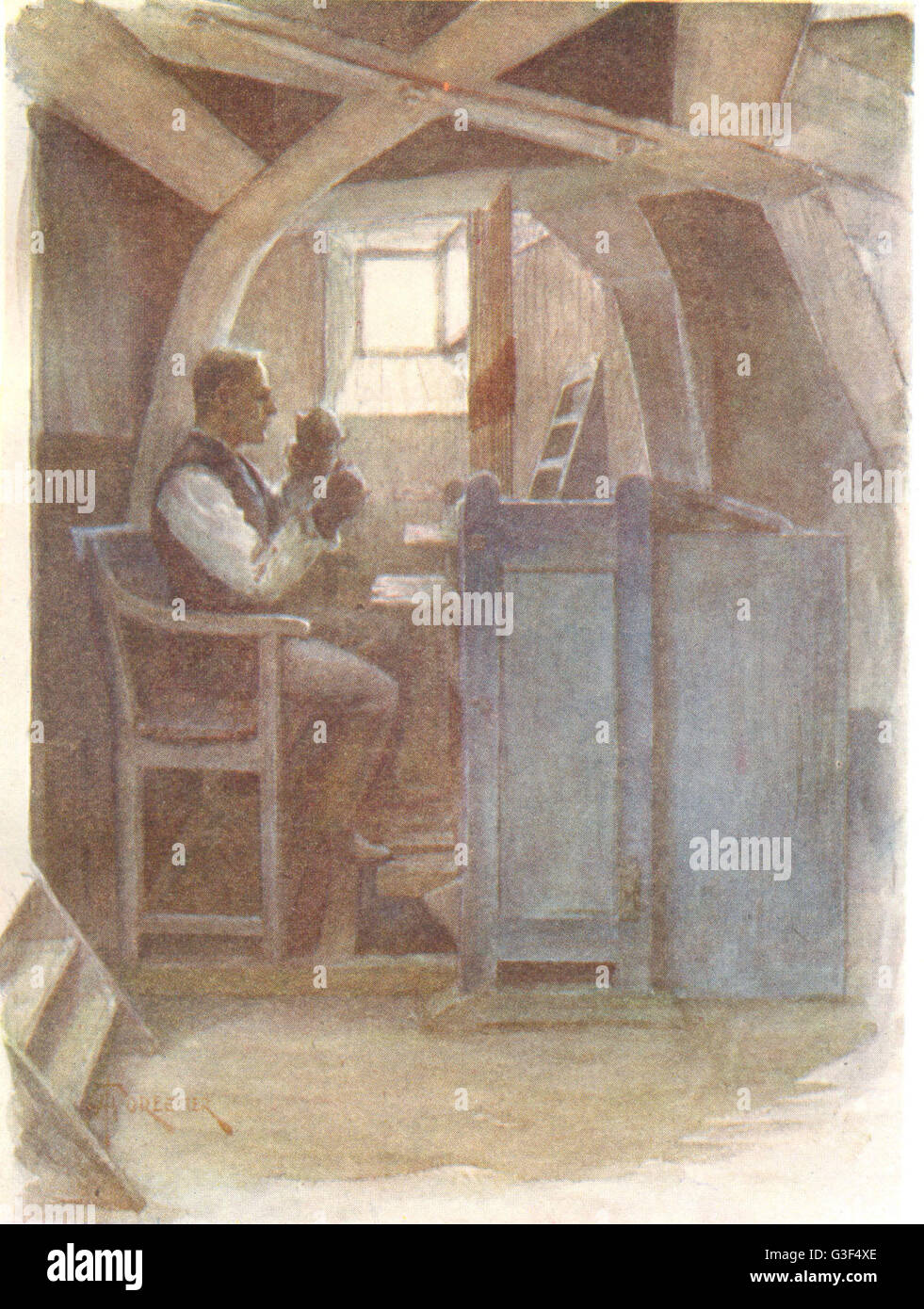 BELGIUM: Bell-Ringer playing a Chime, antique print 1908 Stock Photo