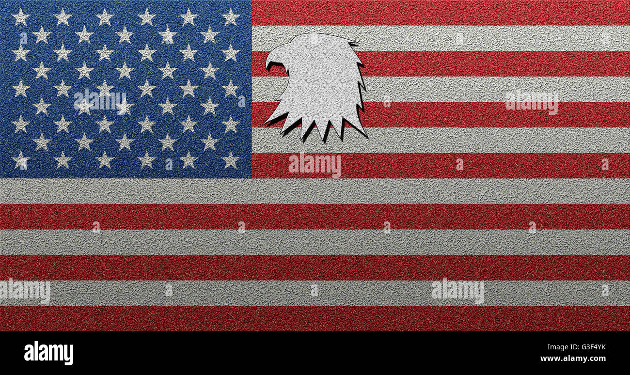 American USA flag with texture bold eagle shape Stock Photo
