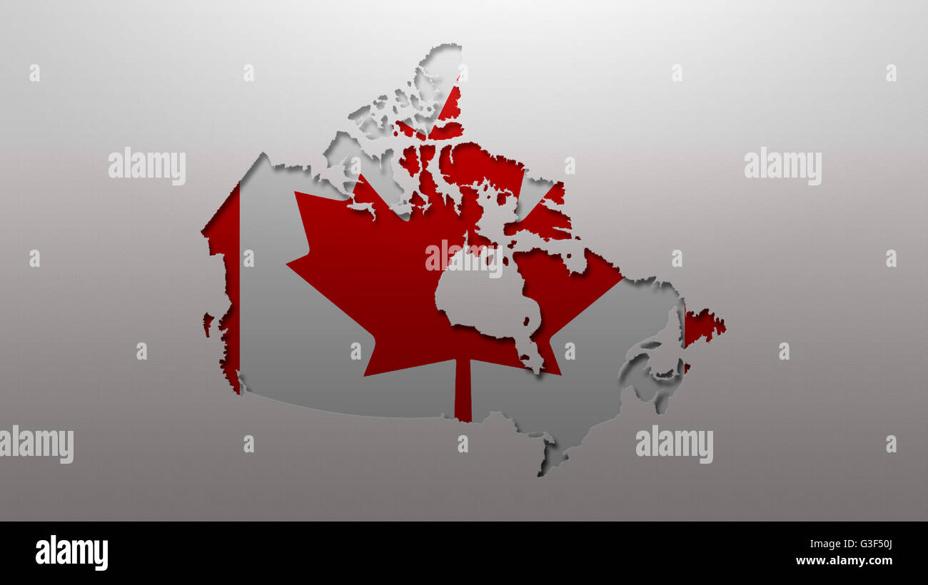 Canada map with flag style wallpaper background cut out effect Stock Photo