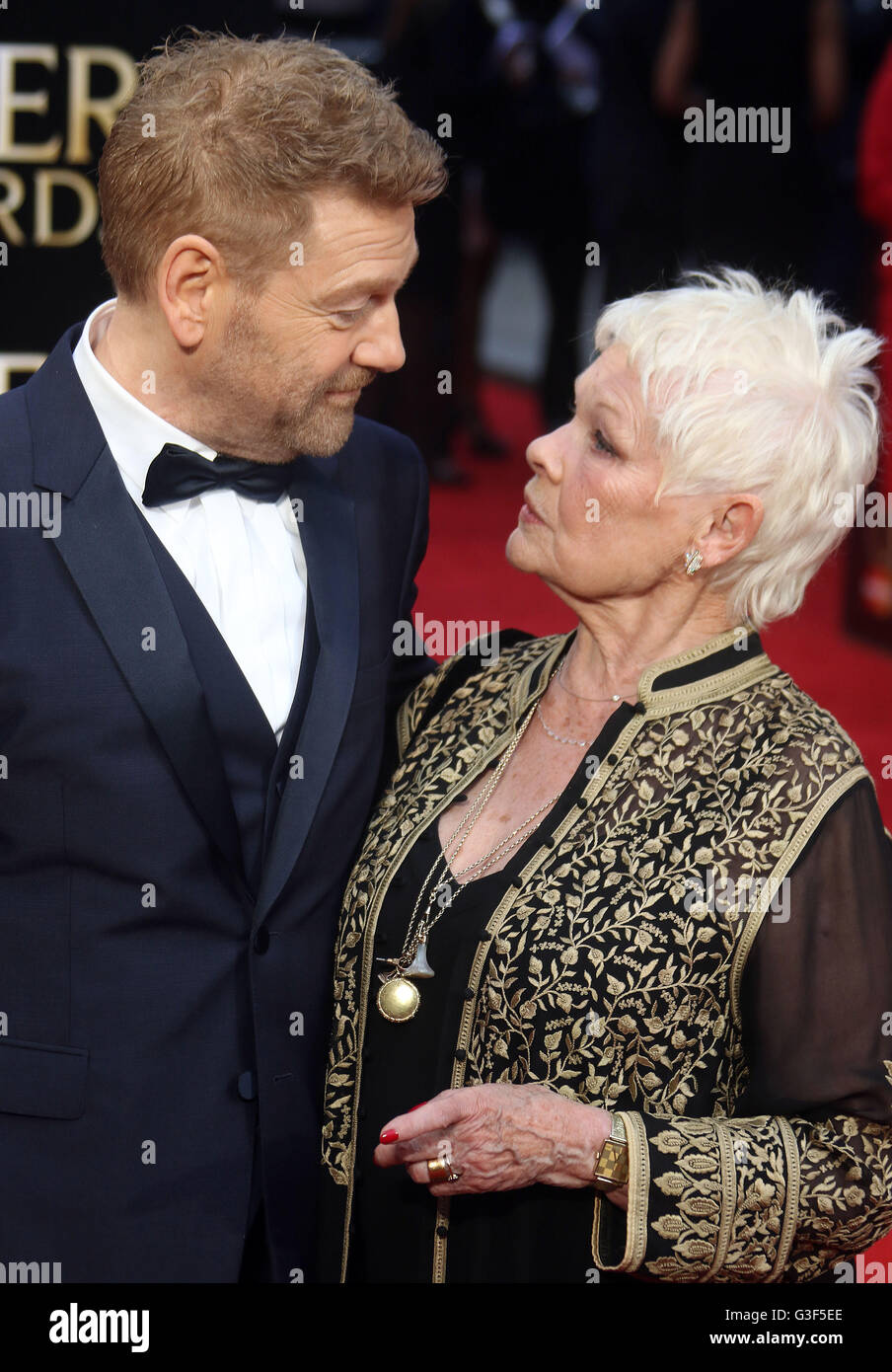 April 3, 2016 - Sir Kenneth Branagh and Dame Judi Dench attending The Olivier Awards 2016 at Royal Opera House, Covent Garden in Stock Photo