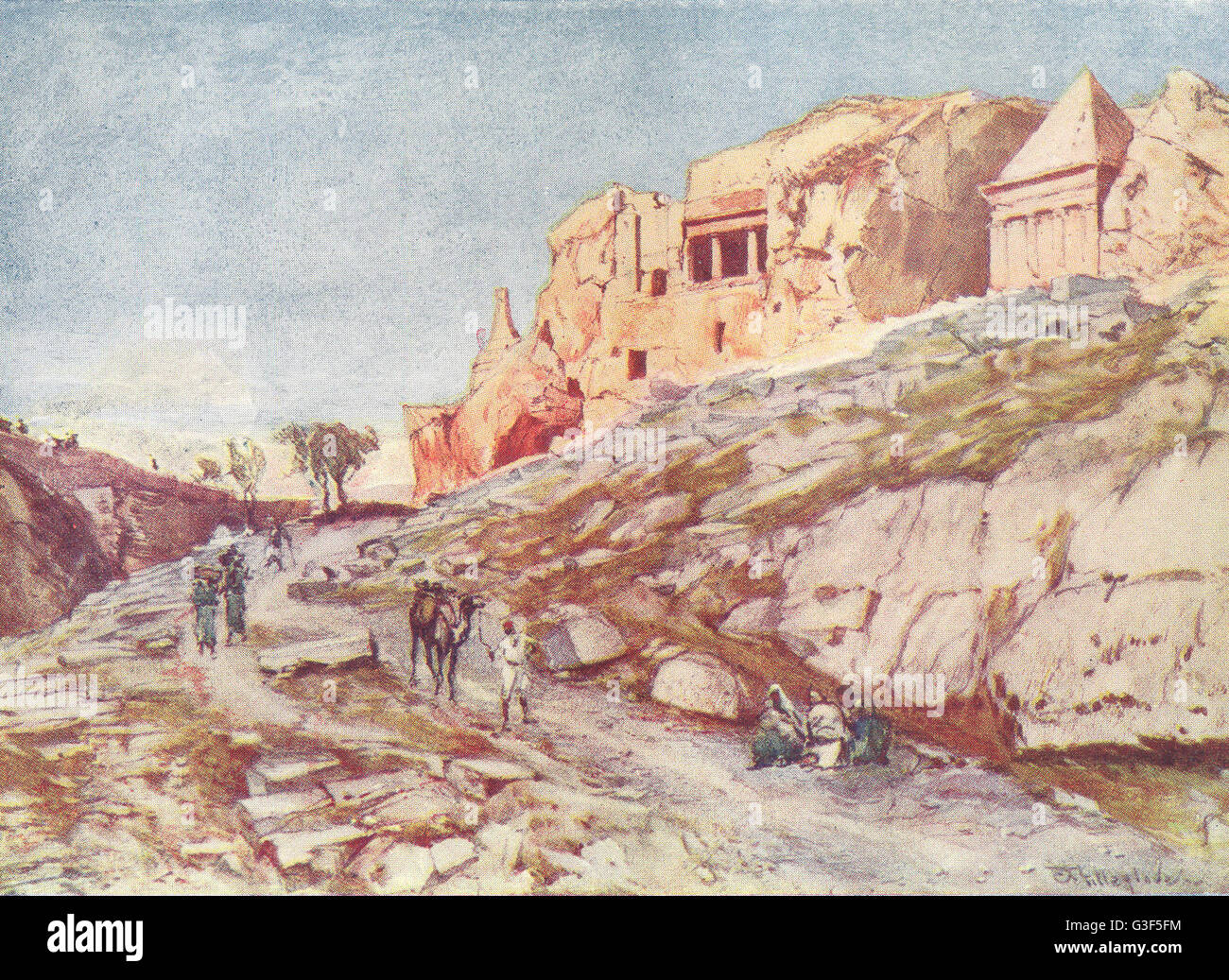 ISRAEL: The rock-cut Tombs of the valley of Jehoshaphat, antique print 1902 Stock Photo