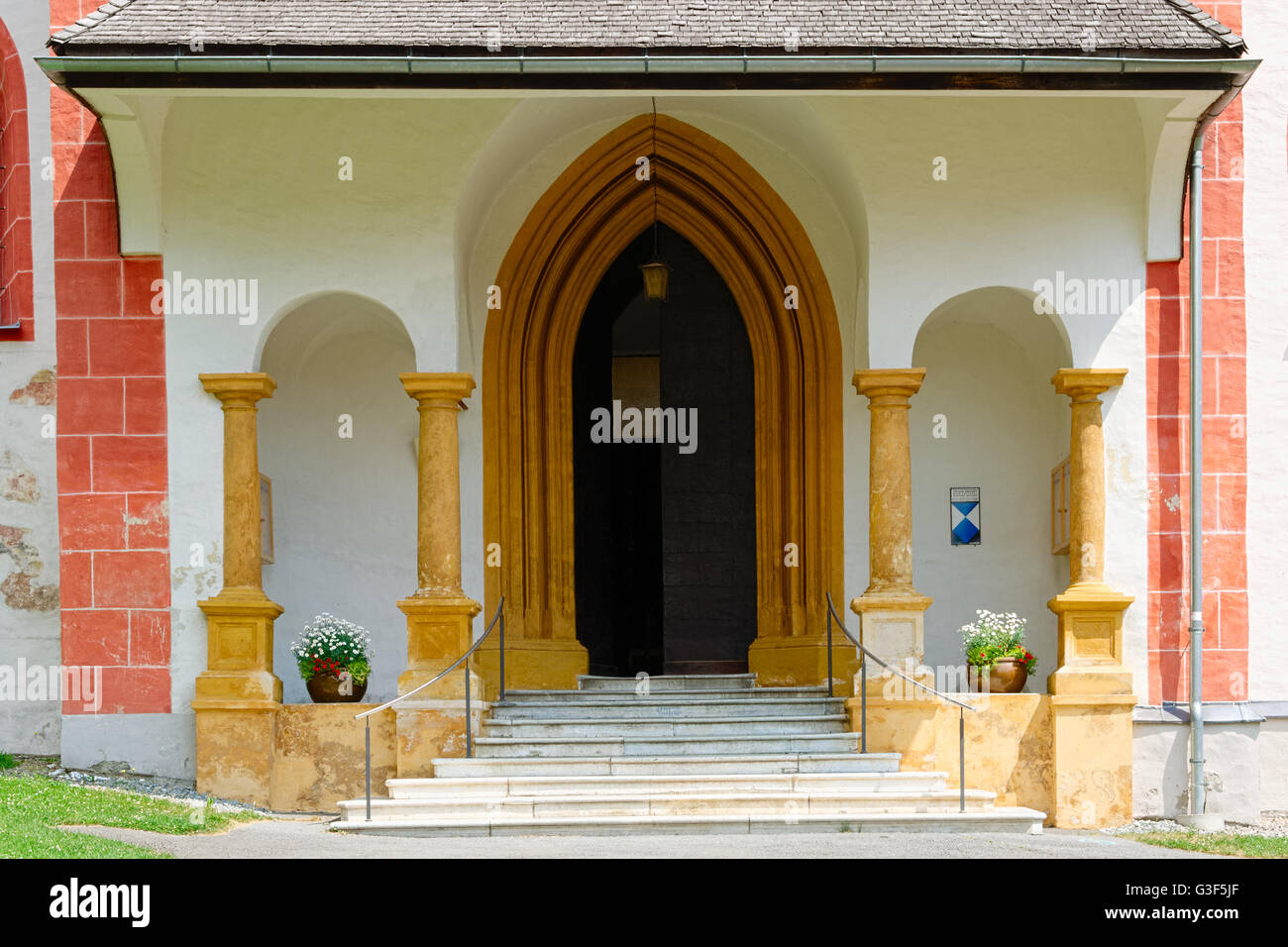 Entrance of a church in Austria Stock Photo
