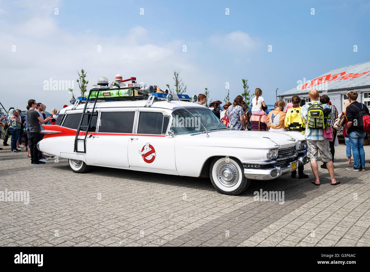 A replica of Ecto-1 the Cadillac used in the original Ghostbusters movie Stock Photo