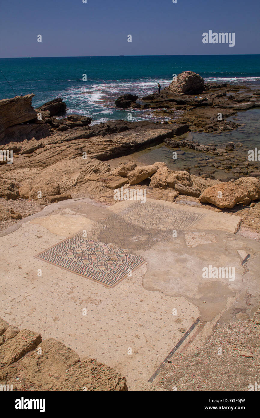 Caesarea Maritima (Greek: παράλιος Καισάρεια), called Caesarea Palestina - was a city built by Herod the Great . Stock Photo