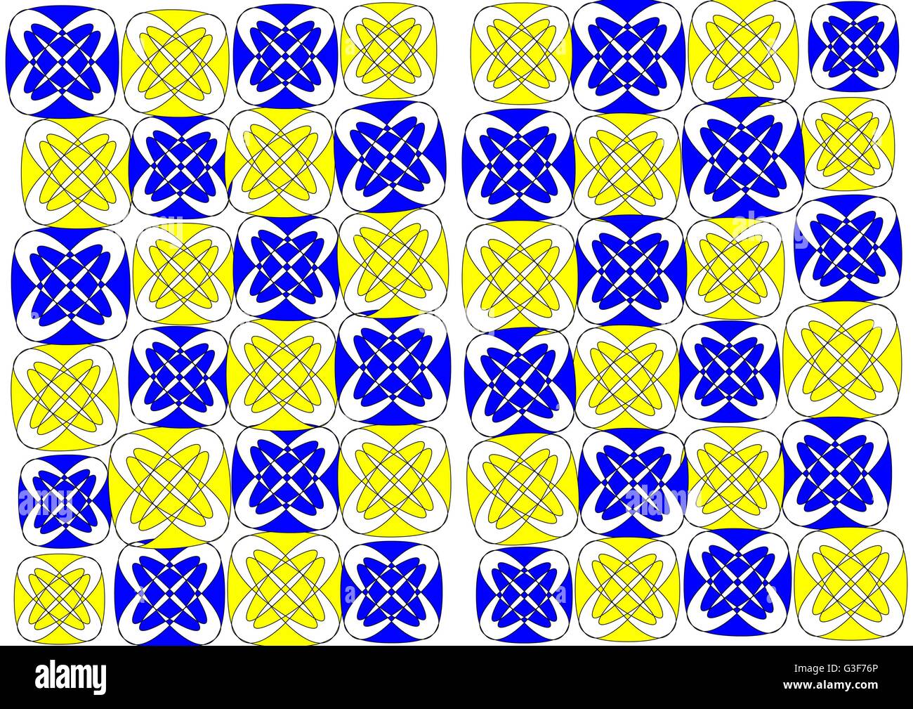 Stunning geometric abstract design suitable for wallpapers and backgrounds with yellow blue  grey  and white superimposed colour scheme . Stock Photo