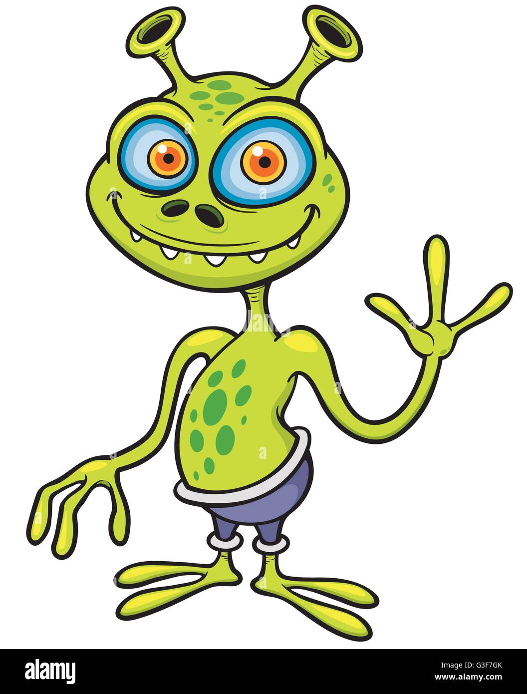 Vector illustration of Green alien cartoon Stock Vector