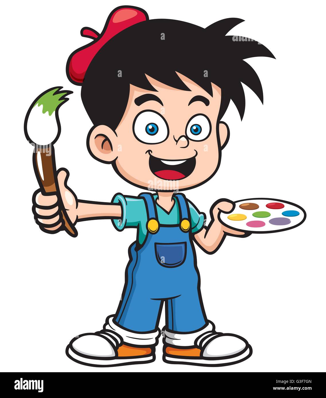 Vector illustration of Cartoon artist boy Stock Vector Art