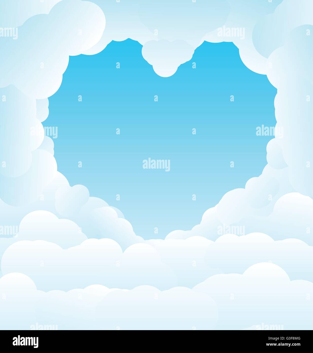 Blue sky with some romantic heart shaped clouds Stock Vector Image ...