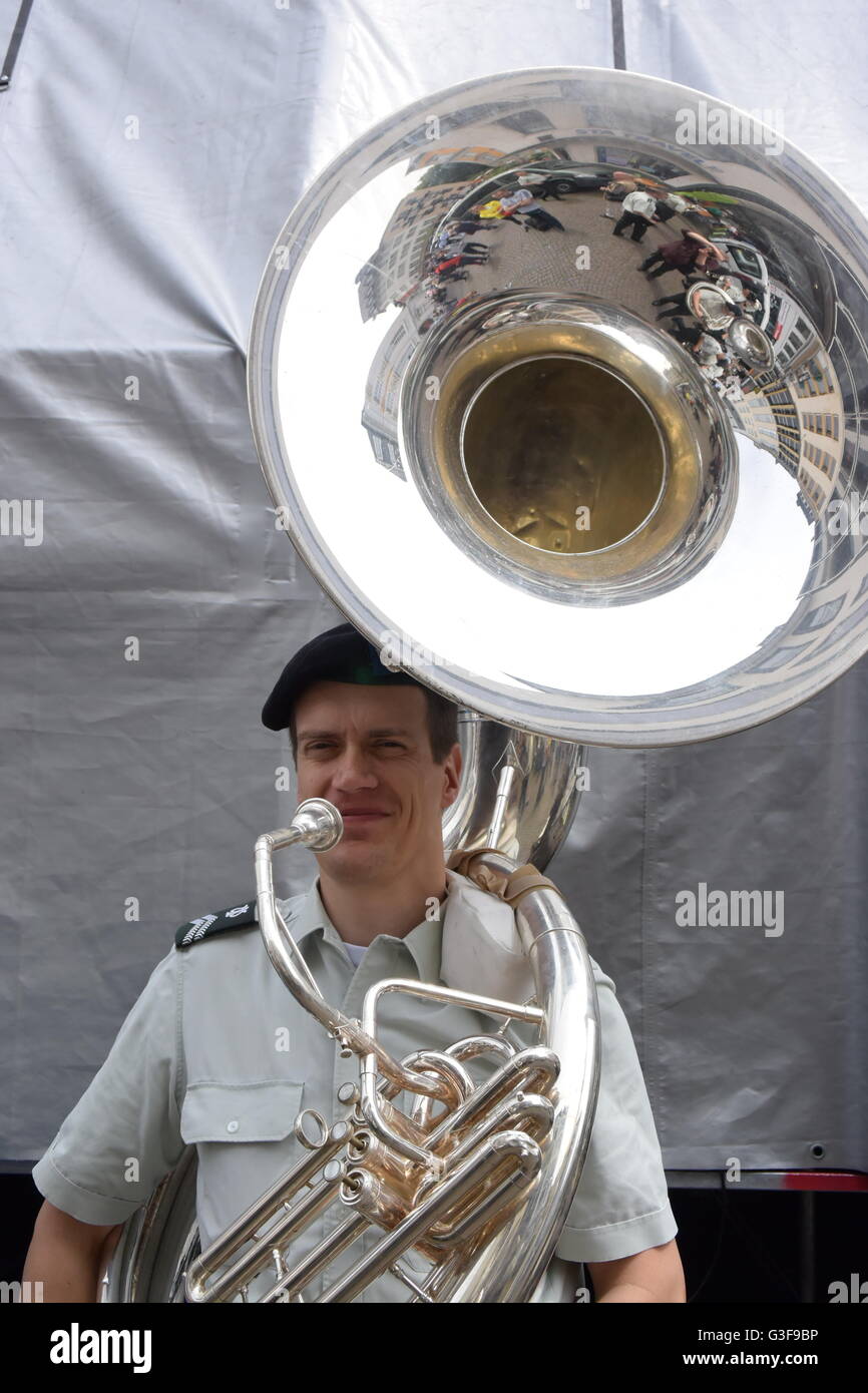 soldier with his instrument, at the Day of the Bundeswehr, Bonn, Germany Stock Photo
