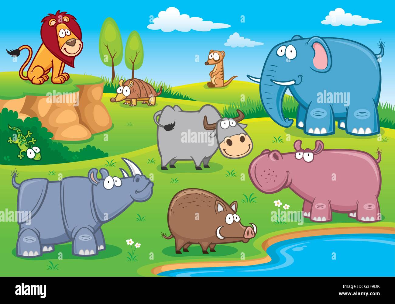 Vector illustration of Wild animals cartoons Stock Vector