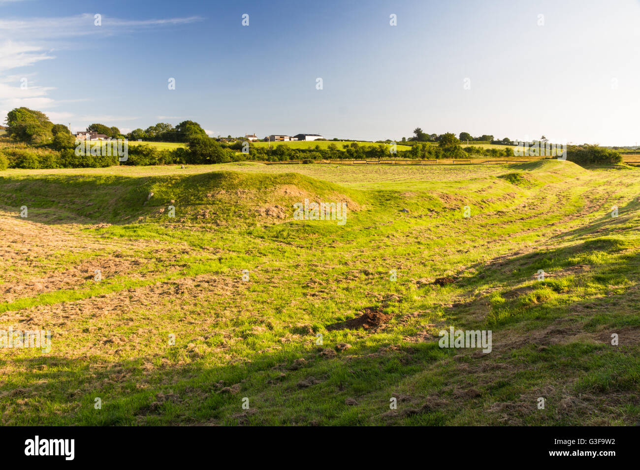 pentagonal enclosure of ancient settlement. Anglesey, Wales, United Kingdom. Stock Photo