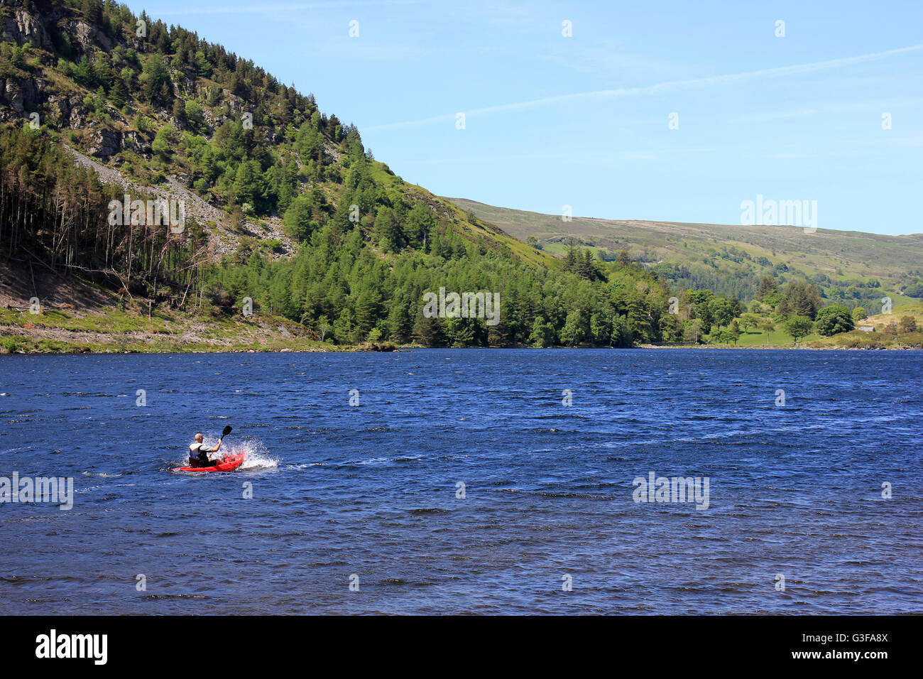 Canoeist On Llyn Geirionydd Stock Photo