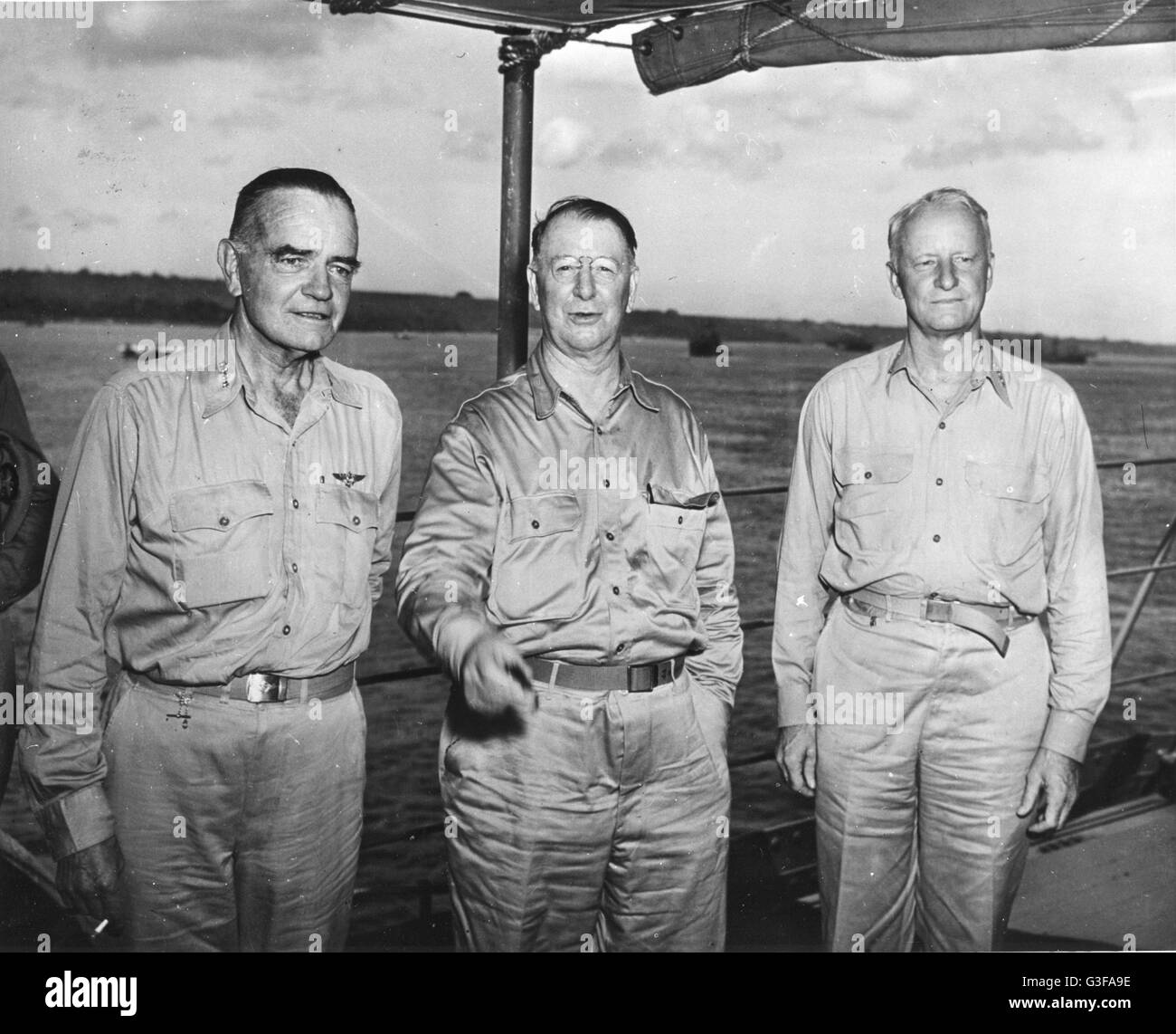 Admiral William F. Halsey (left), Secretary of the Navy Frank Knox ...