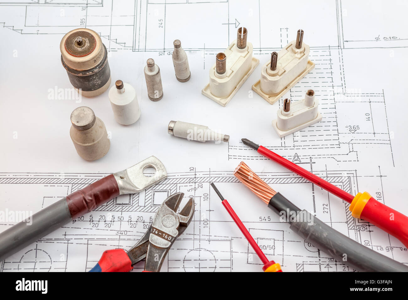 on an shelf there are electrical components Stock Photo - Alamy