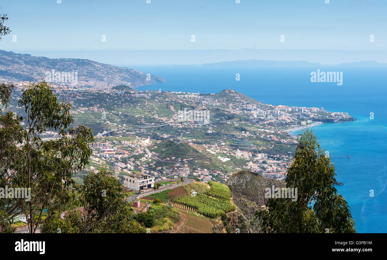 view from Miradouro do cabo Girao 550 meters above sea level to the west site near funchal on madeira island Stock Photo