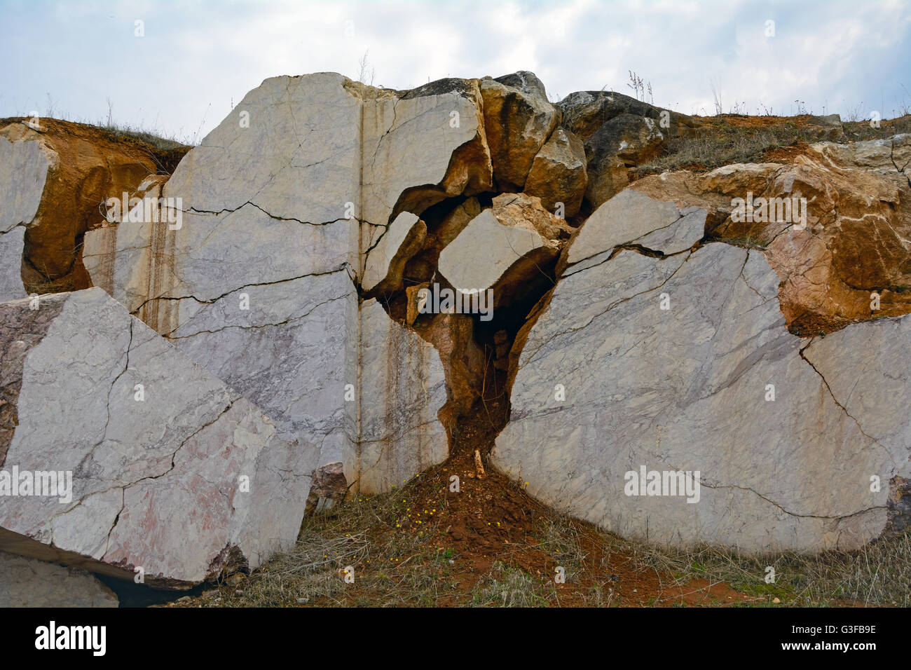 marble; career; limestone; quarry; outdoor; development; mining; rock; wall; rock; decorative; section; natural; lump; plate; We Stock Photo
