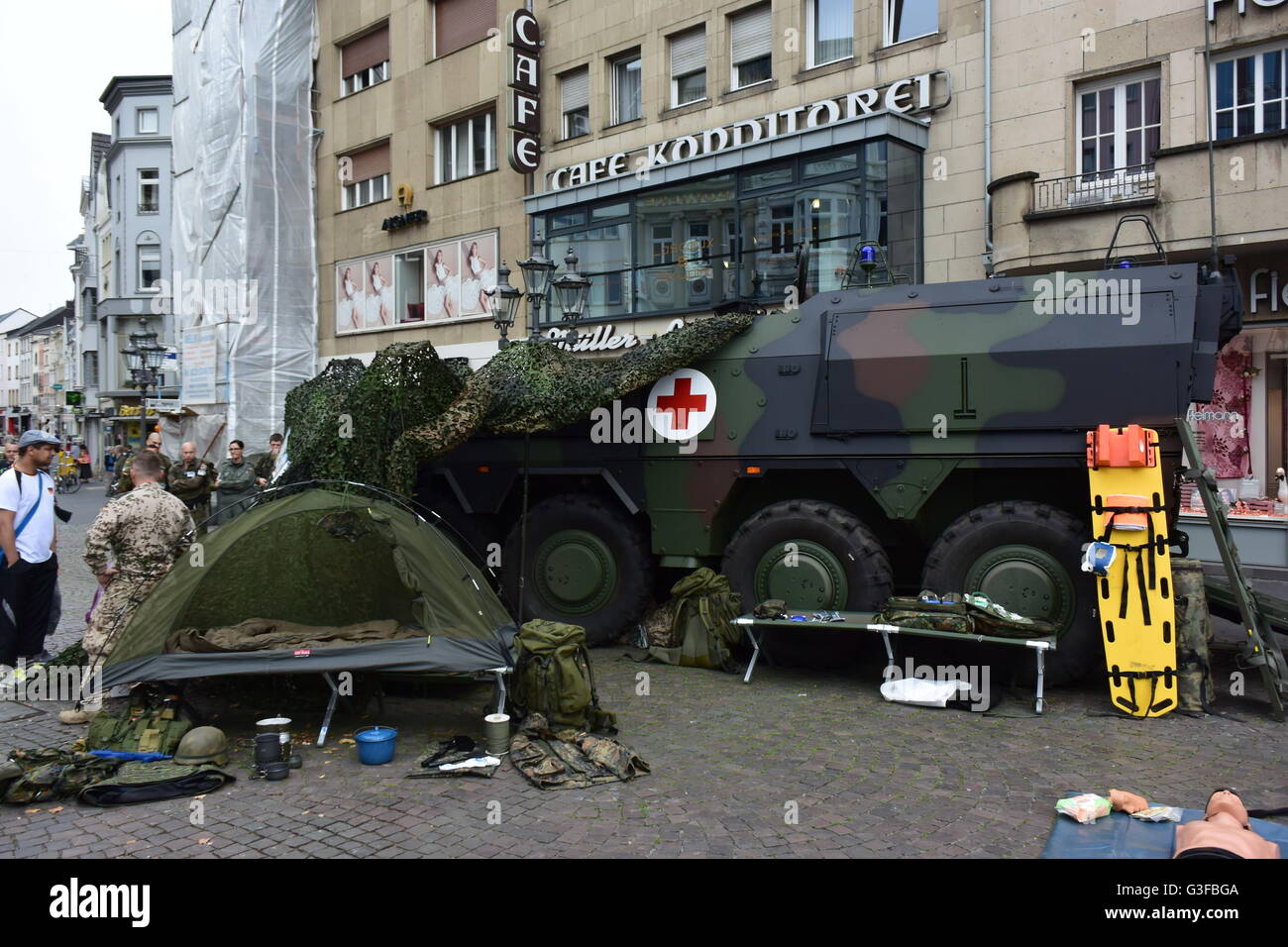 tank car of the German Army on the market place in Bonn, Germany at the Day of the Bundeswehr Stock Photo