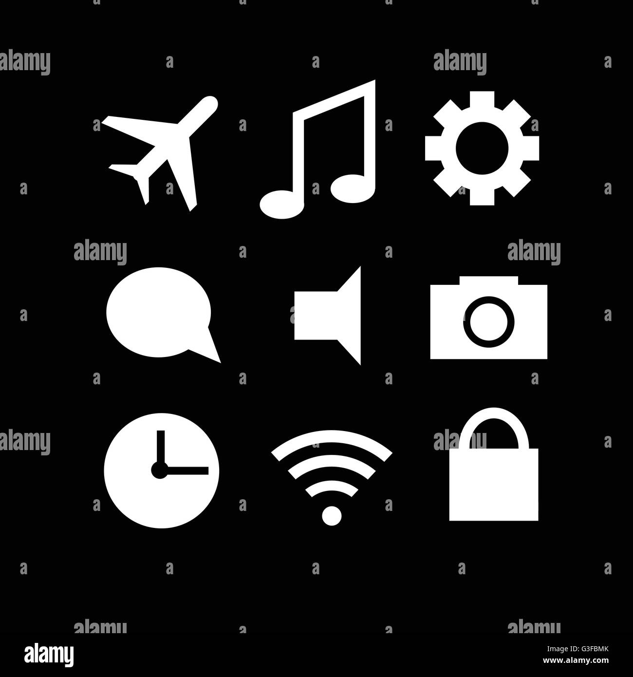 Set of modern gadget icons in black background Stock Vector