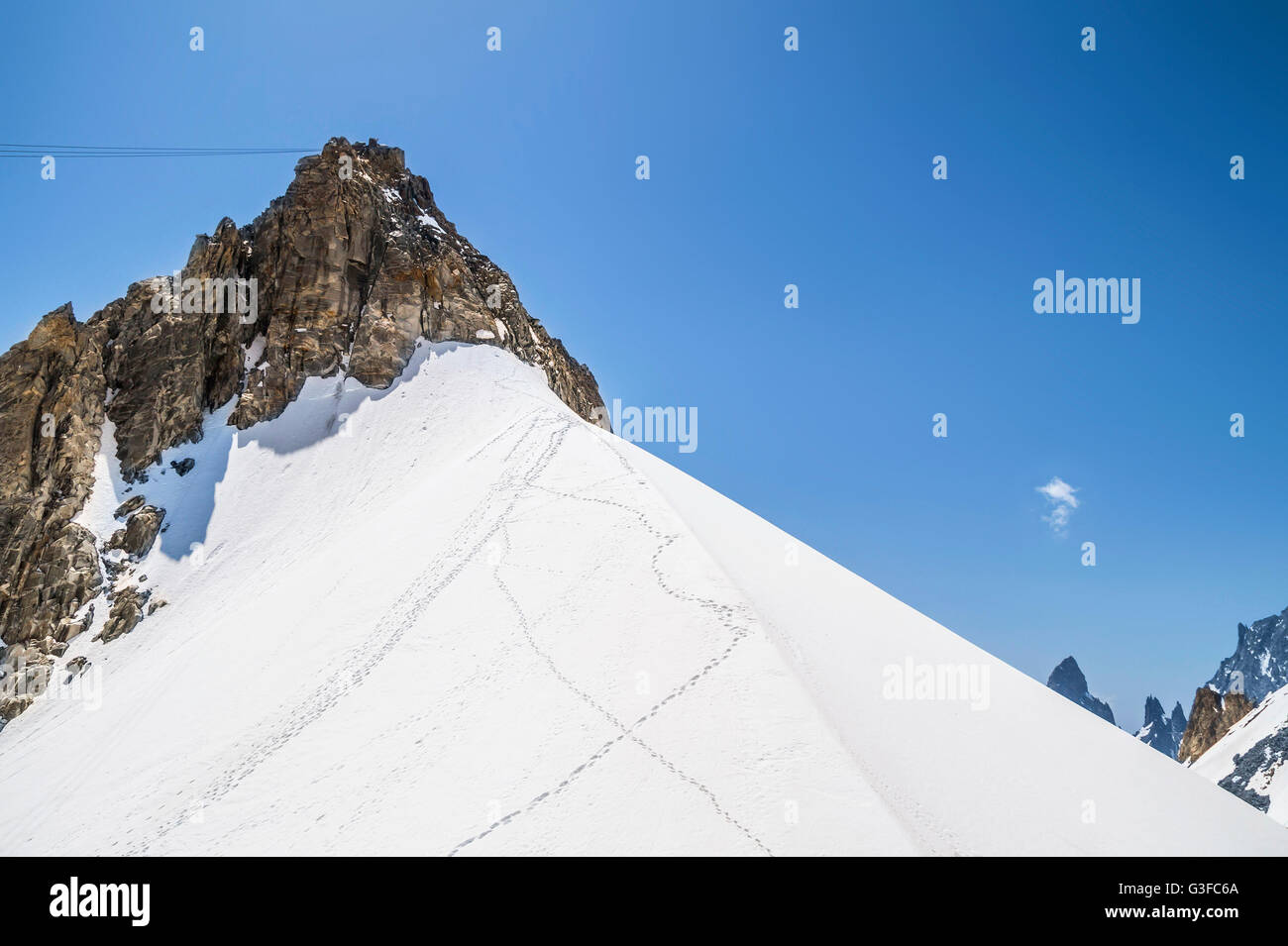 Pointe Helbronner mountain - 3462 m, Monte Bianco massif in Alps (Mont Blanc), Courmayeur ,Aosta Valley ,Italy Stock Photo