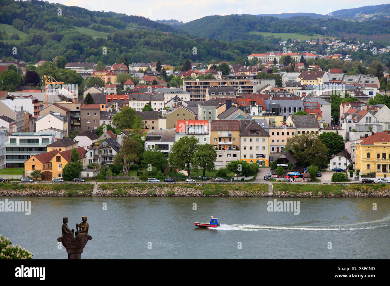 Austria, Upper Austria, Linz, skyline, Danube River Stock Photo - Alamy