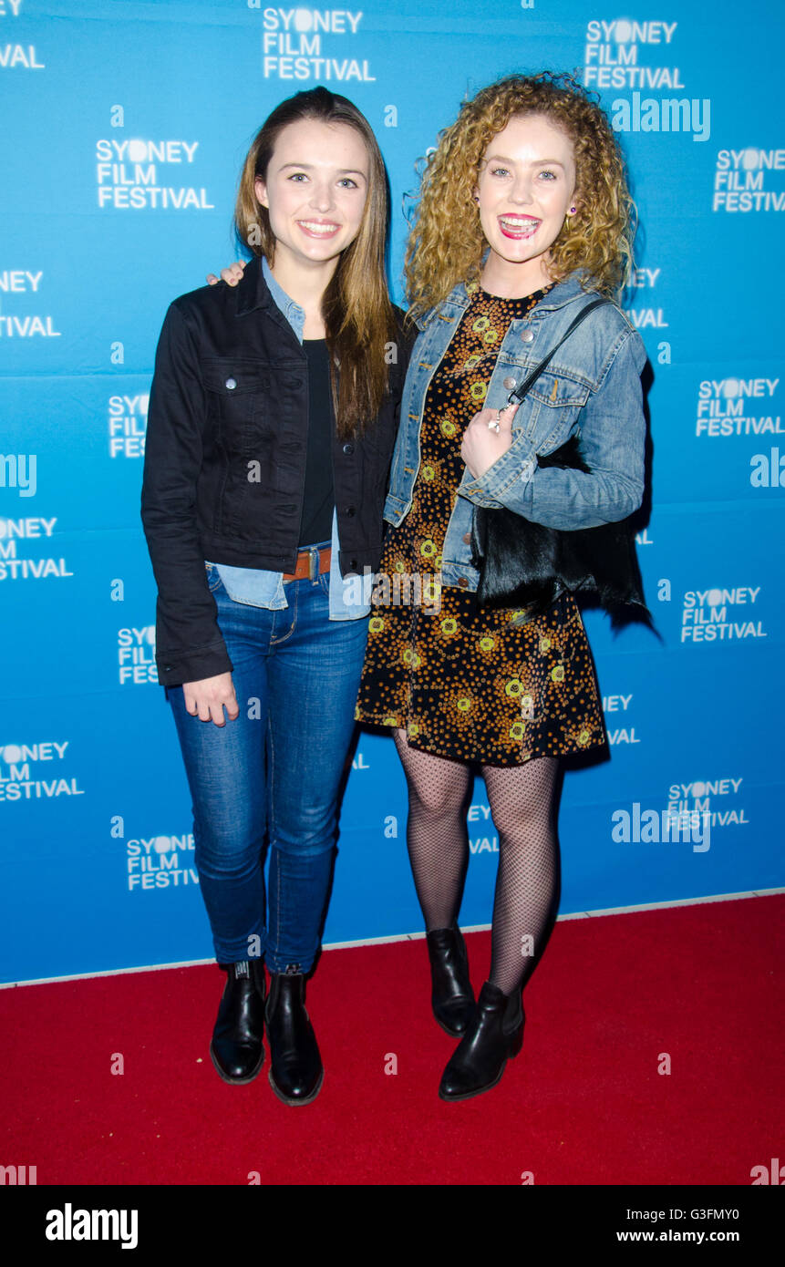 Sydney, Australia. 11th June, 2016. VIP's and celebrities arrive at the Teenage Kicks World Movie Premiere in Sydney. This movie premiere was apart of the Sydney Film Festival which runs from the 8th to the 19th of June at various venues throughout Sydney. Pictured is Philippa Northeast and Gracie Gilbert Credit:  mjmediabox /Alamy Live News Stock Photo