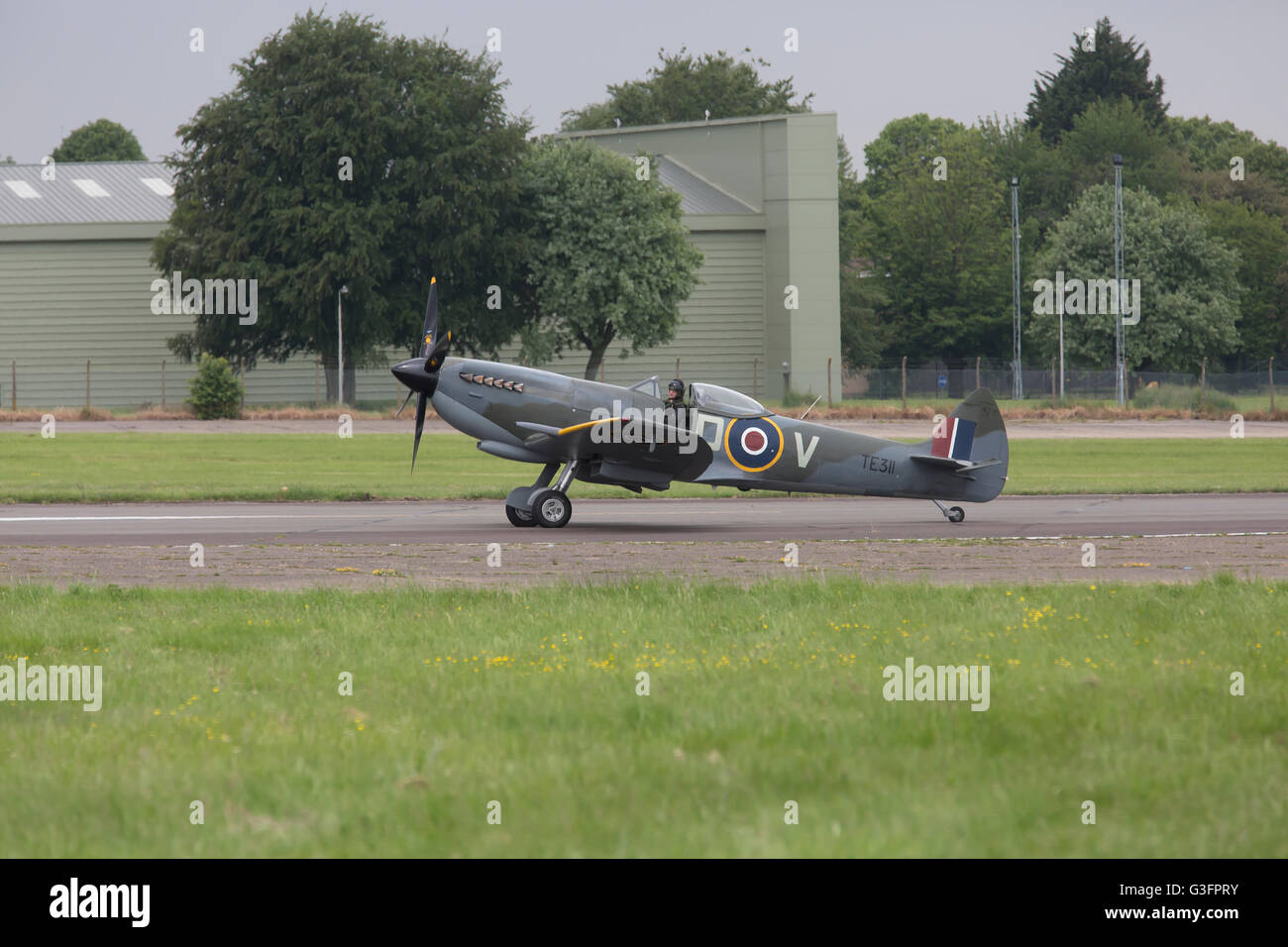 Biggin Hill, UK. 11th June 2016. Spitfire on the runway at the Biggin Hill Festival of Fligh Credit: Keith Larby/Alamy Live News Stock Photo