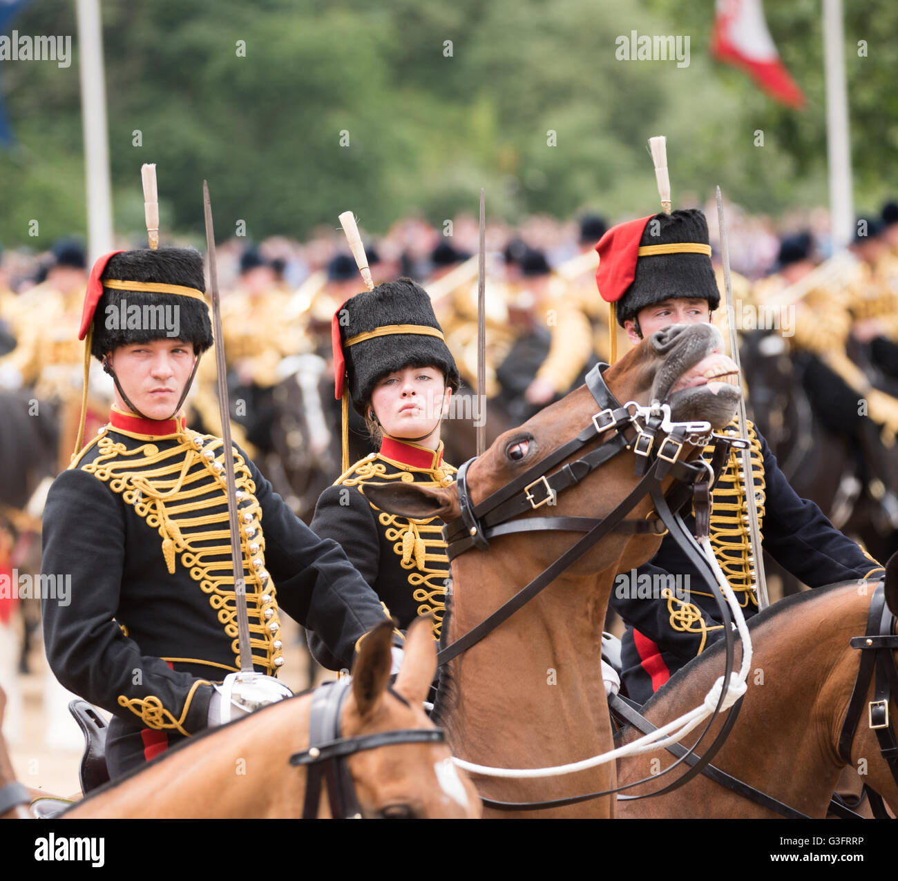 London UK, 11th June, Queen's Birthday parade; The King's Troop Royal Artillery Credit:  Ian Davidson/Alamy Live News Stock Photo