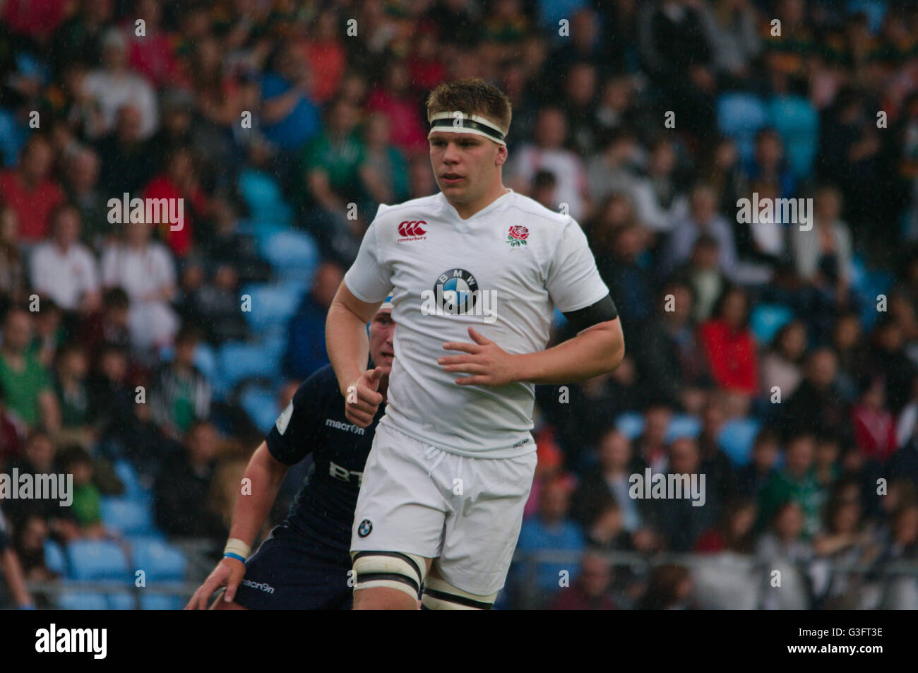 Manchester, UK, 11 June 2016, Callum Chick of England U20 playing against Scotland in the World Rugby U20 Championship 2016 at Manchester City Academy Stadium. Credit: Colin Edwards / Alamy Live News Stock Photo