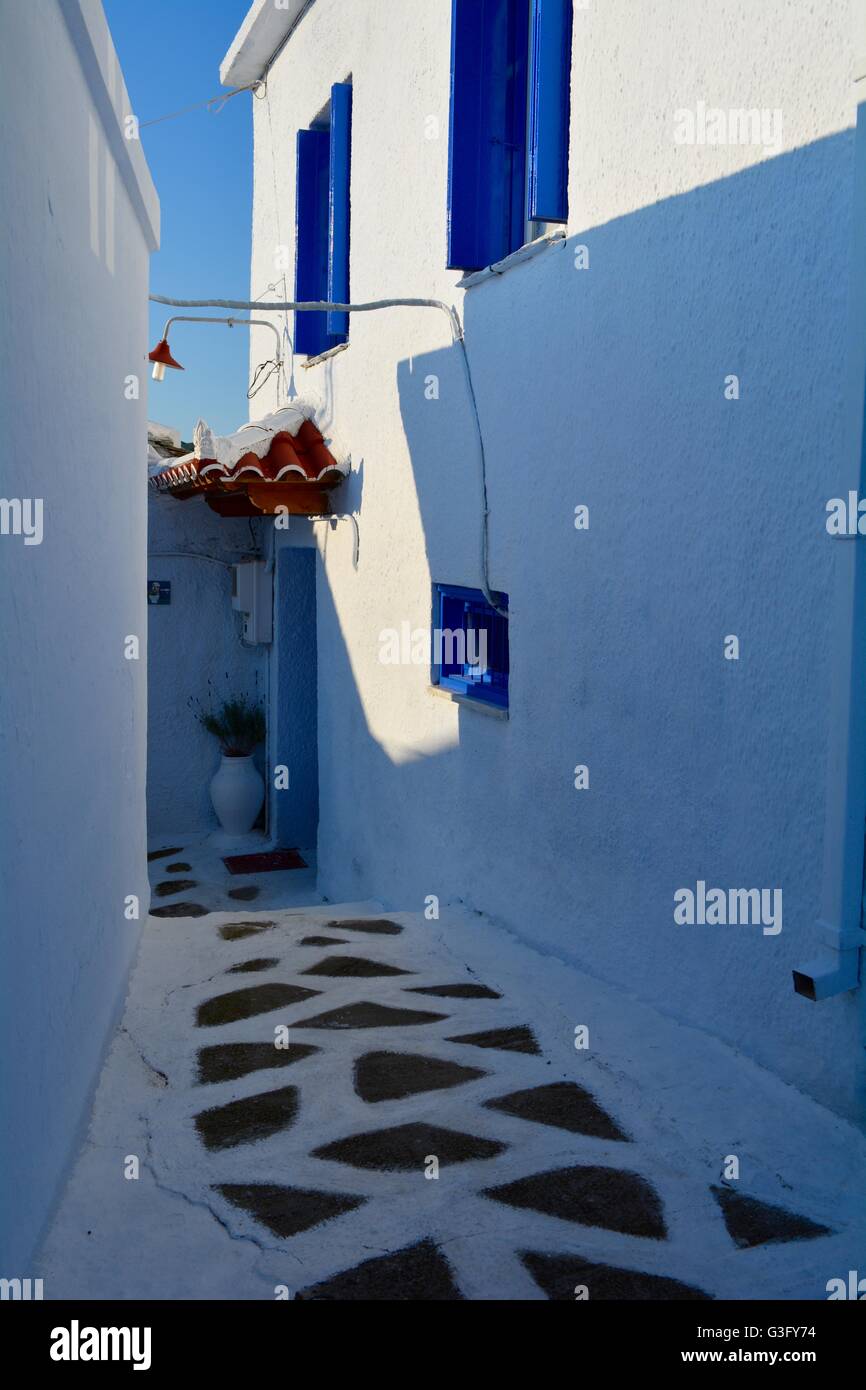 Window and shutters on a house in Skopelos Greece Stock Photo