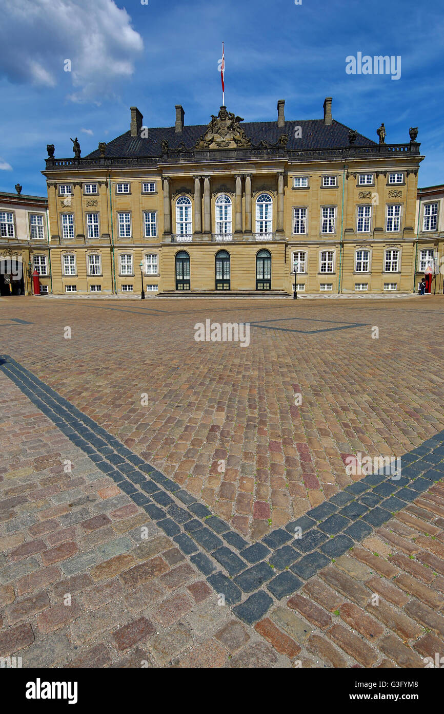 The Amalienborg Palace in Amalienborg Square in Copenhagen, Denmark Stock Photo