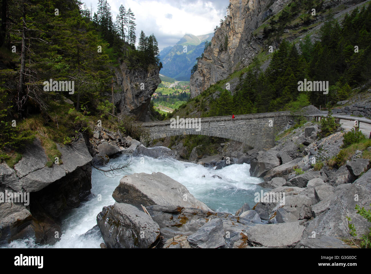Klus canyon , Gasterntal, Gastern valley. Kandersteg, Bernese alps, Switzerland Stock Photo