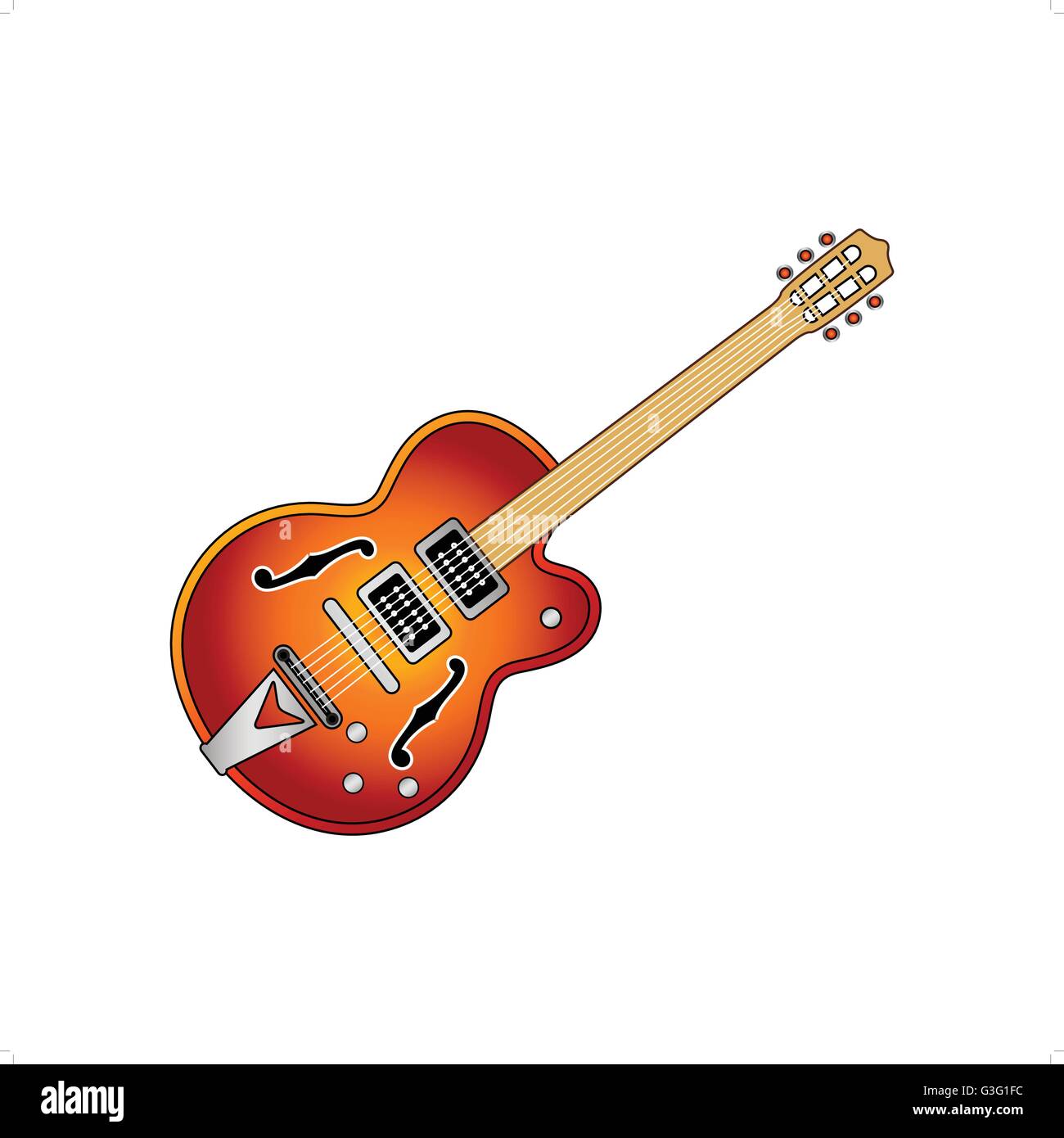 Beautiful country guitar vector illustration isolated on white