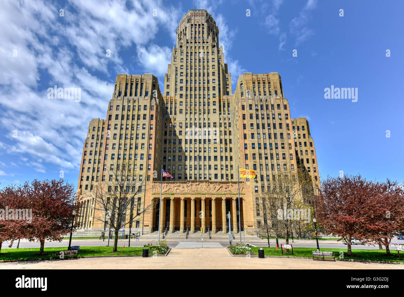 Buffalo City Hall, the seat for municipal government in the City of Buffalo, New York. Located at 65 Niagara Square, the 32 stor Stock Photo