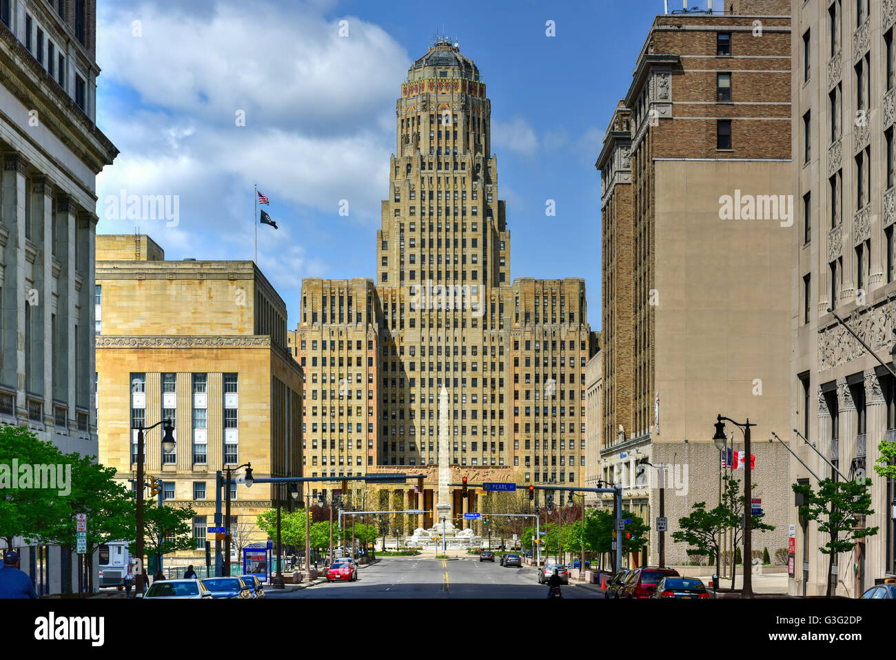 Buffalo City Hall, the seat for municipal government in the City of Buffalo, New York. Located at 65 Niagara Square, the 32 stor Stock Photo