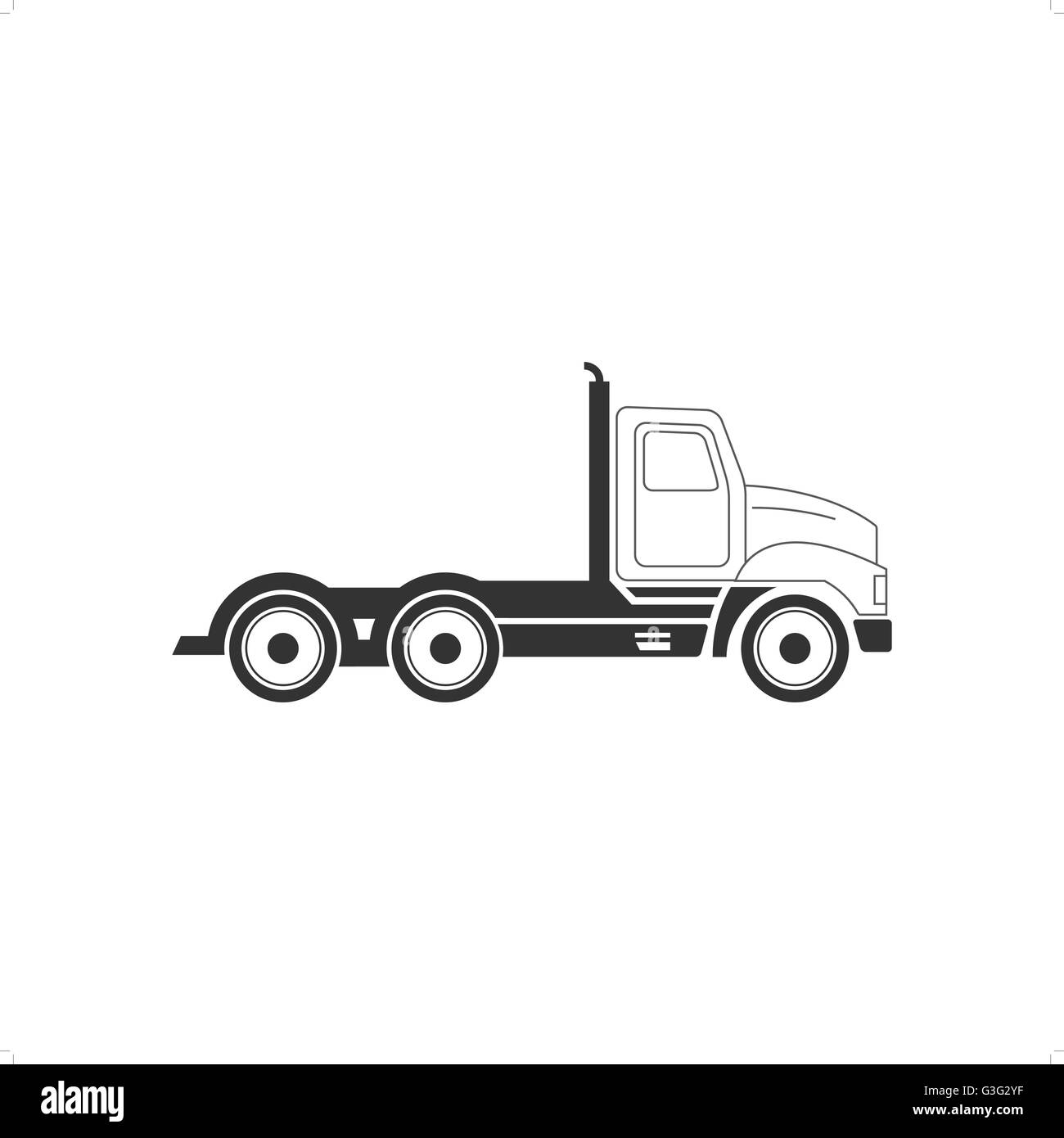 Flat truck line icon vector illustration isolated on white background ...