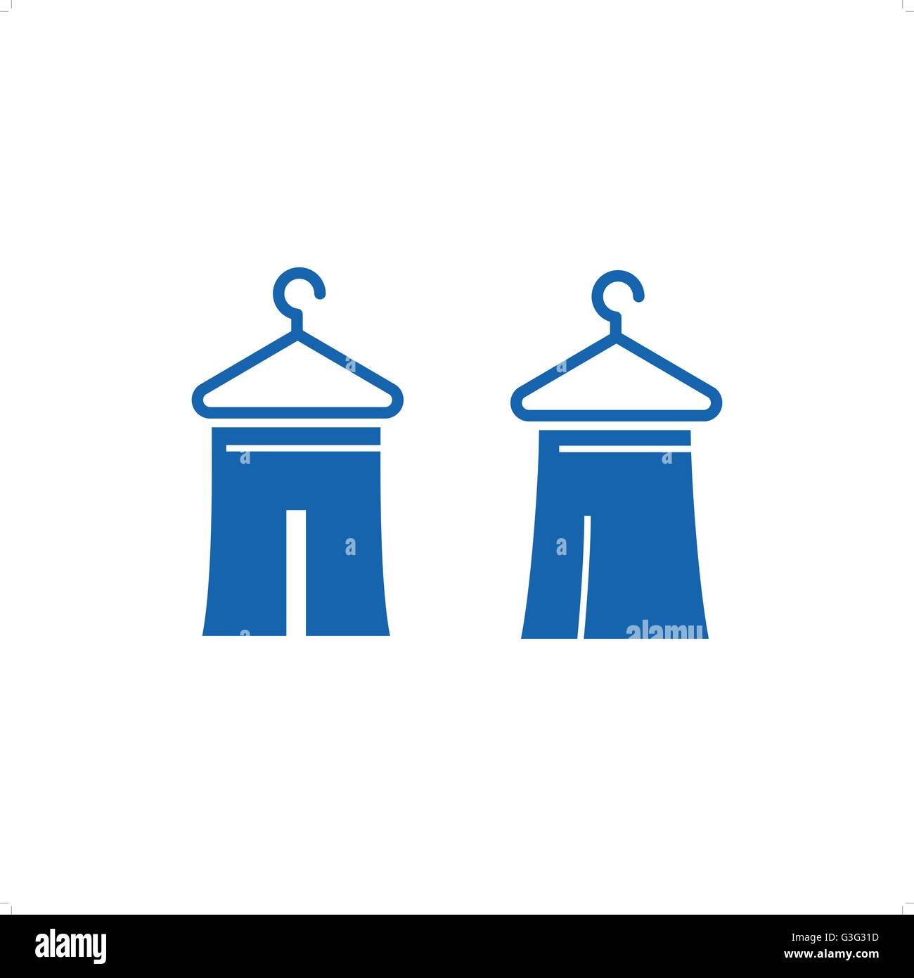 Blue T-Shirts clothing drawing with hanger vector illustration isolated on white background. Stock Vector