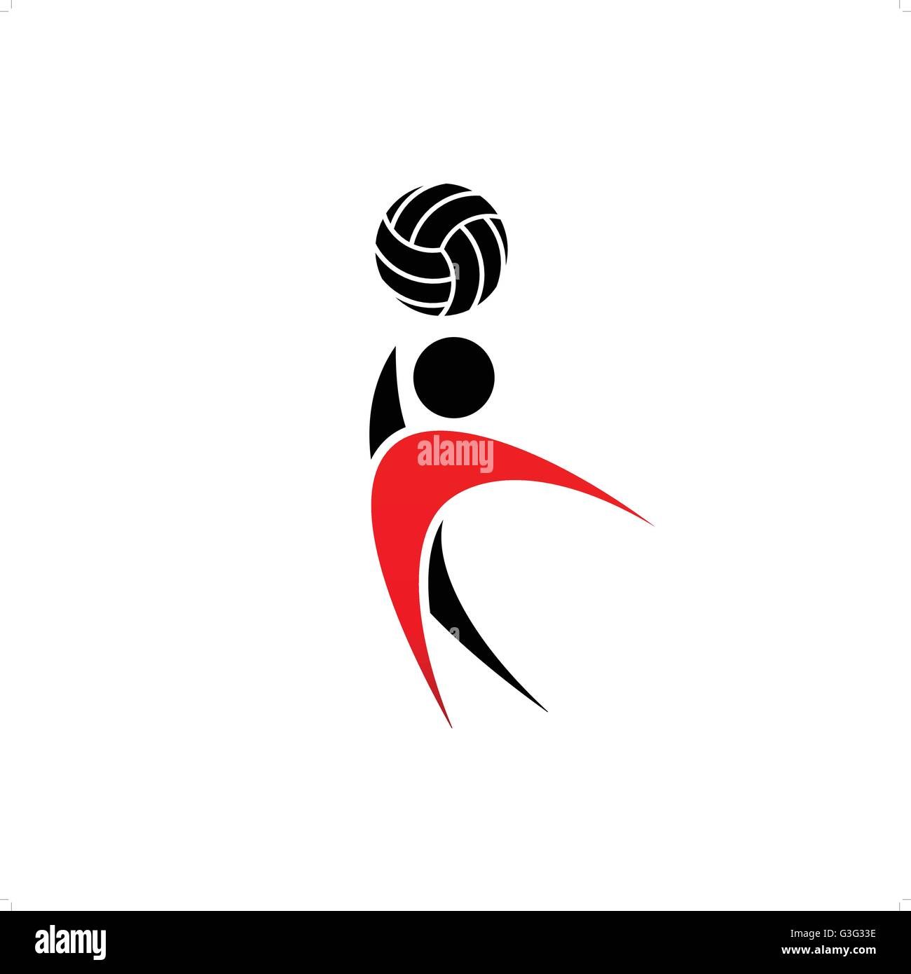 Volleyball player with ball black and red silhouette vector illustration  isolated on white background Stock Vector Image & Art - Alamy
