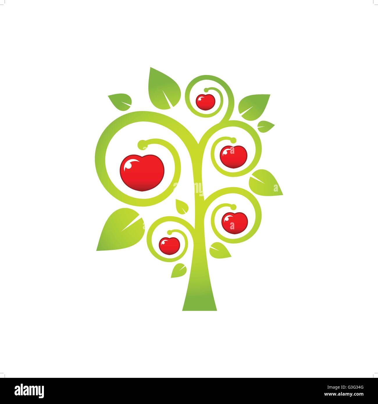 Abstract Cherry Vector Beautiful abstract cherry tree vector illustration isolated on white ...