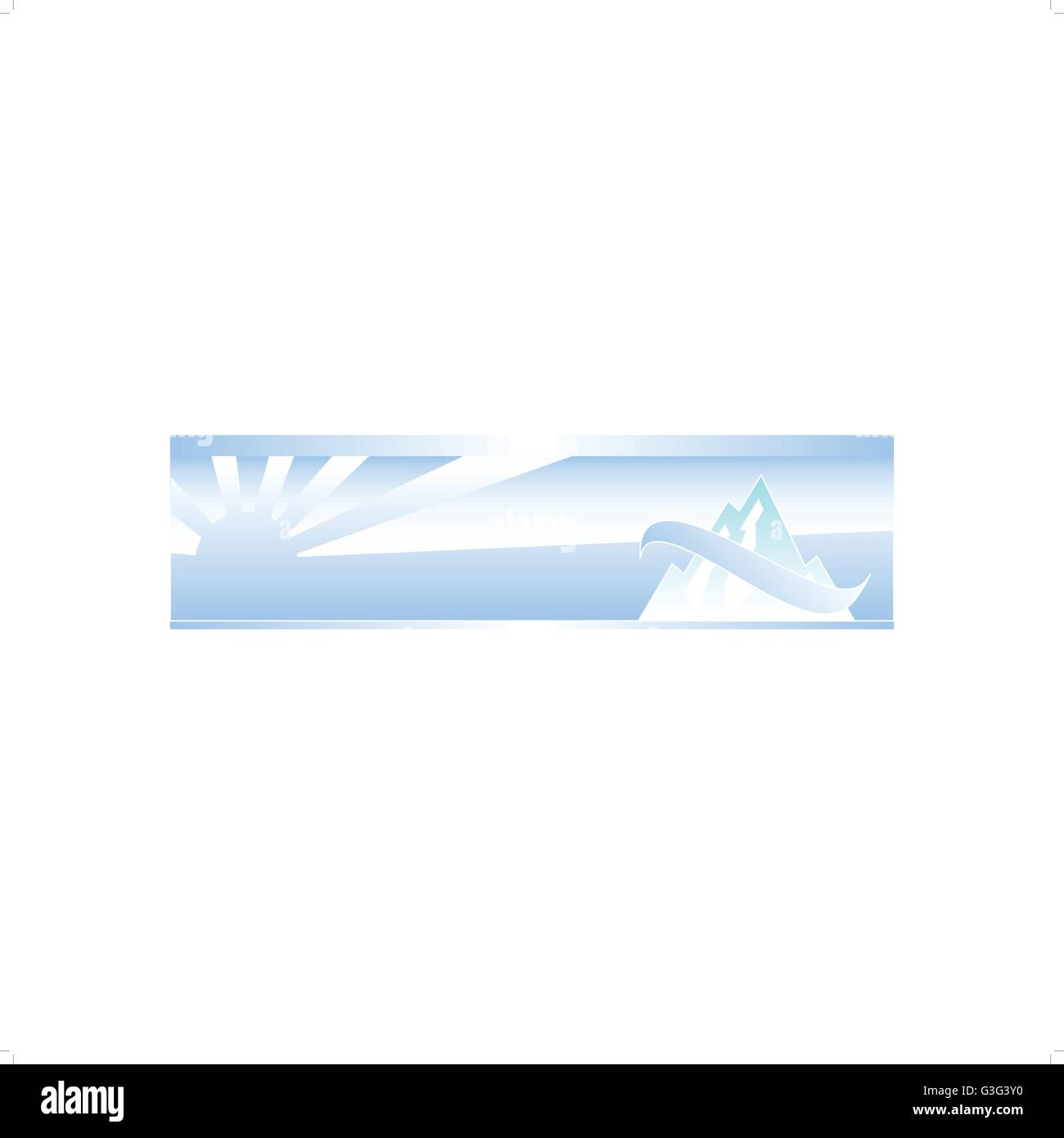 Winter background with mountains stylized with line and sun over ...