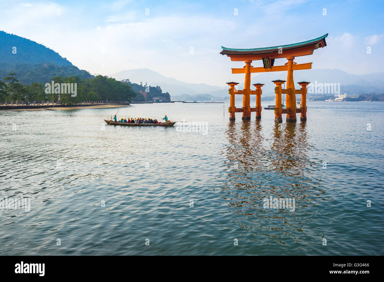 The Floating Torii gate in Miyajima, Japan. Stock Photo