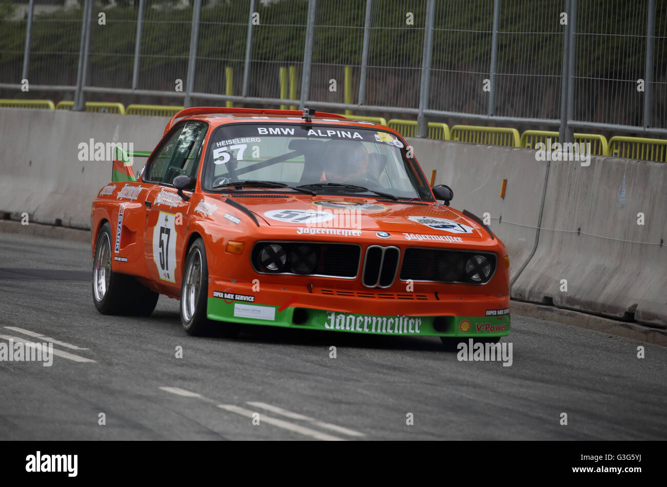 BMW 3,5 CSL being raced at Classic Race Aarhus in 2016 Stock Photo