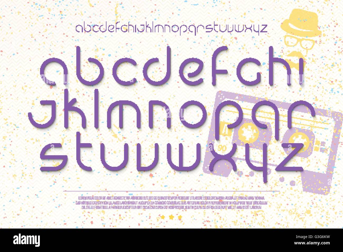 set of regular alphabet letters over grunge paper background. vector contemporary, medium font type. premium quality, retro musi Stock Vector