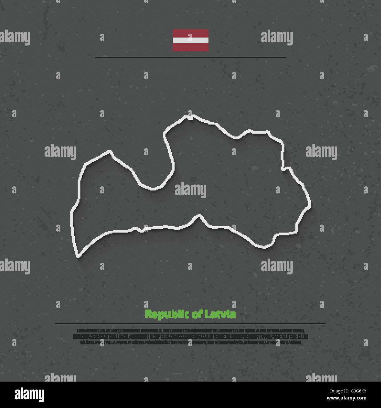Republic of Latvia isolated map and official flag icons. vector Latvian ...