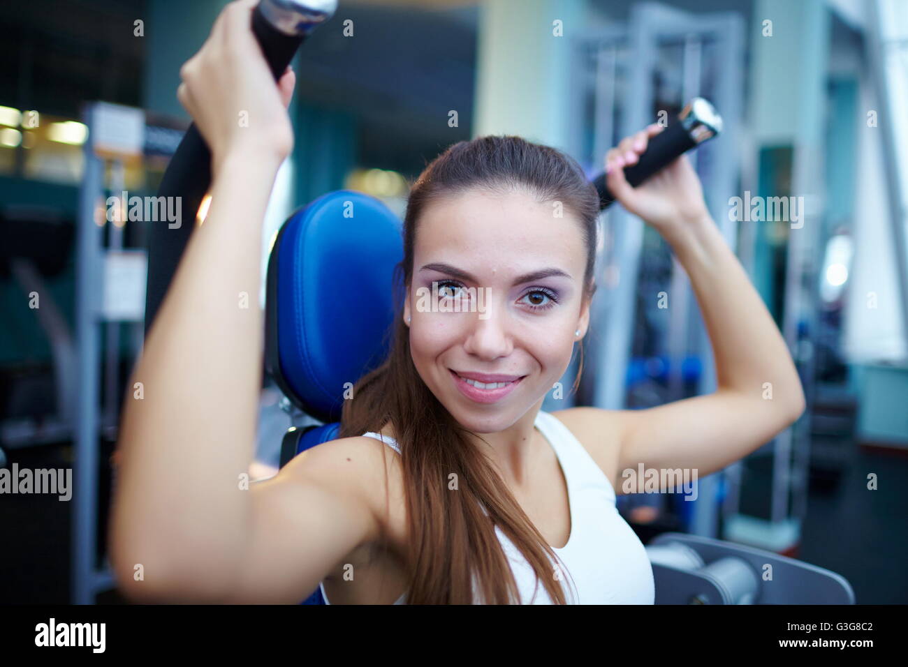 pretty girl training at the gym Stock Photo Alamy