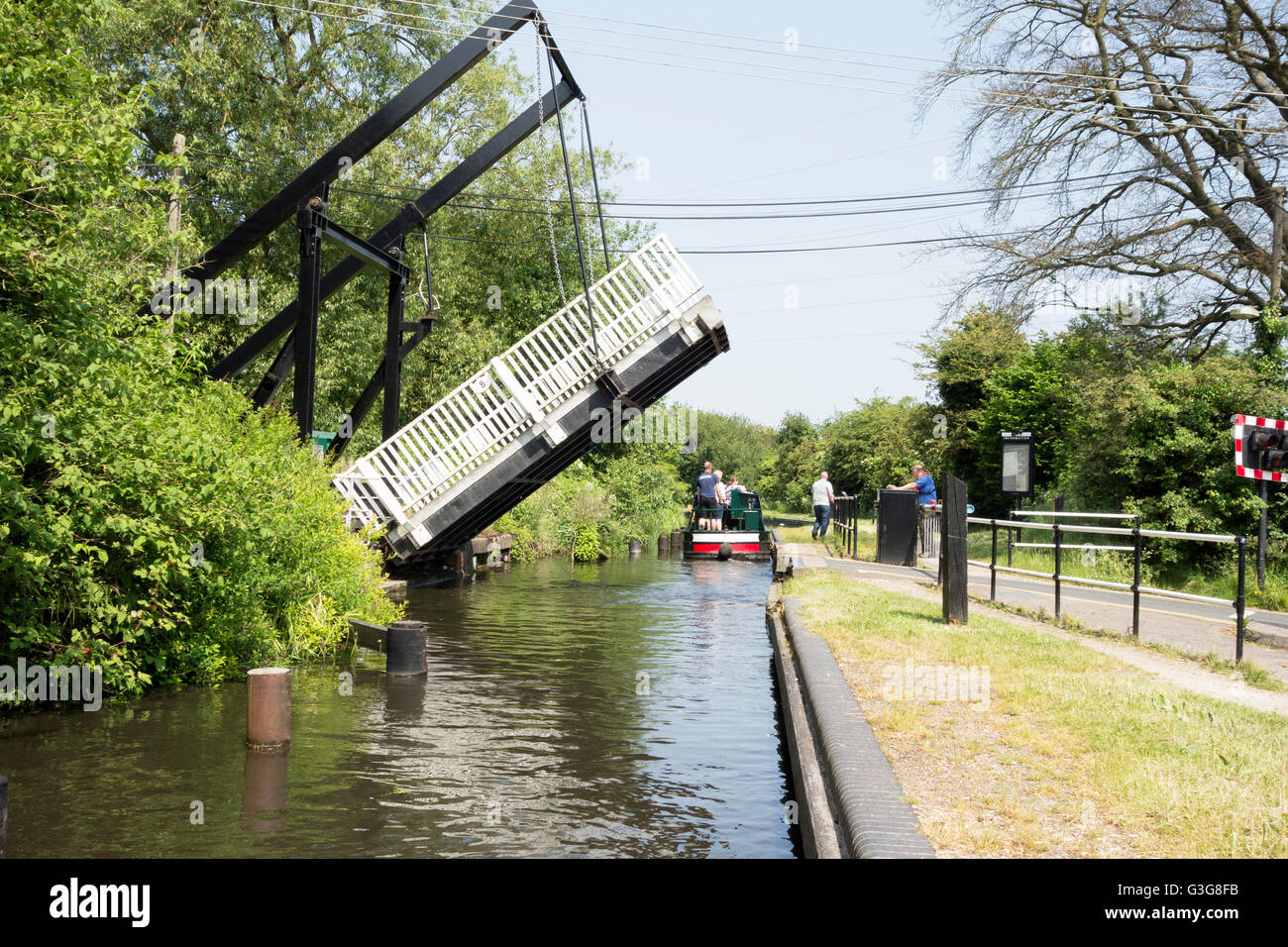 Shirley swing Bridge, which is commonly called a lift bridge, on the North Stratford Canal Stock Photo